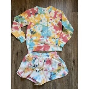 Feat Colorbomb Tye-Dye Sweatshirt Size Small And Shorts Size Medium